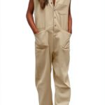 Salopette Jeans Femme Générique Beige Kaki Taille M XL XXL-0