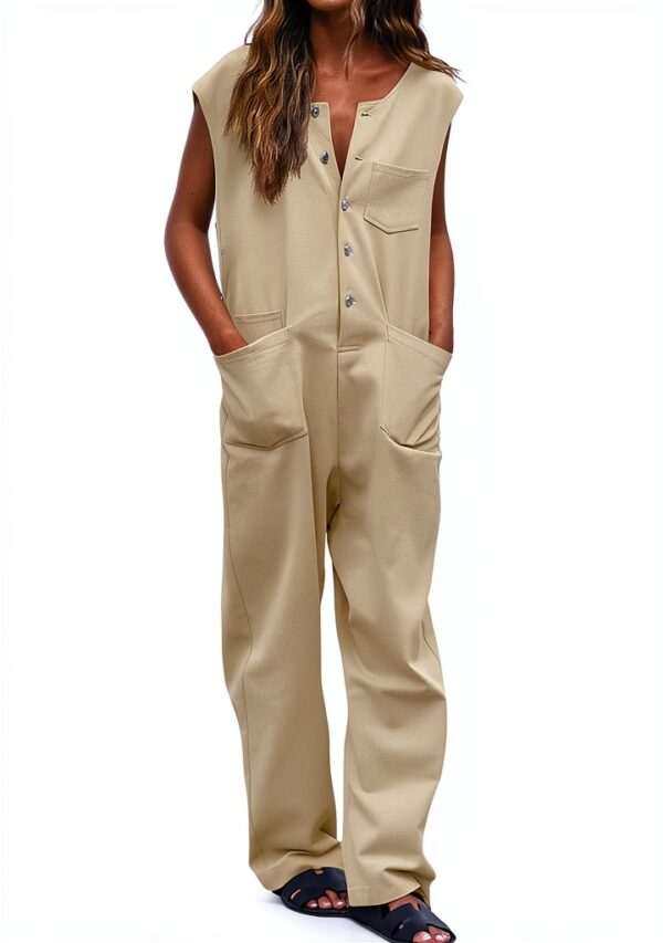 Salopette Jeans Femme Générique Beige Kaki Taille M XL XXL-0