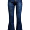 Pantalon femme simili cuir confortable grande taille bleu-5
