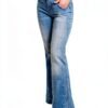 Jean Femme Taille Élastique Confortable Pantalon Femme Noir-0