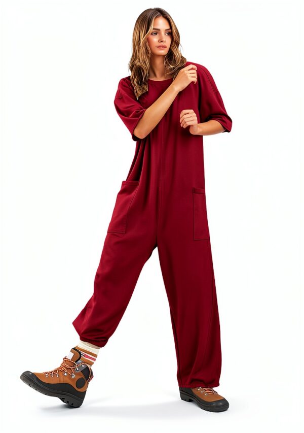 Combinaison Femme Chic Harlan Manches Courtes Col V Poches