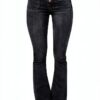 Jean femme noir confortable pantalon denim coupe ajustée-0