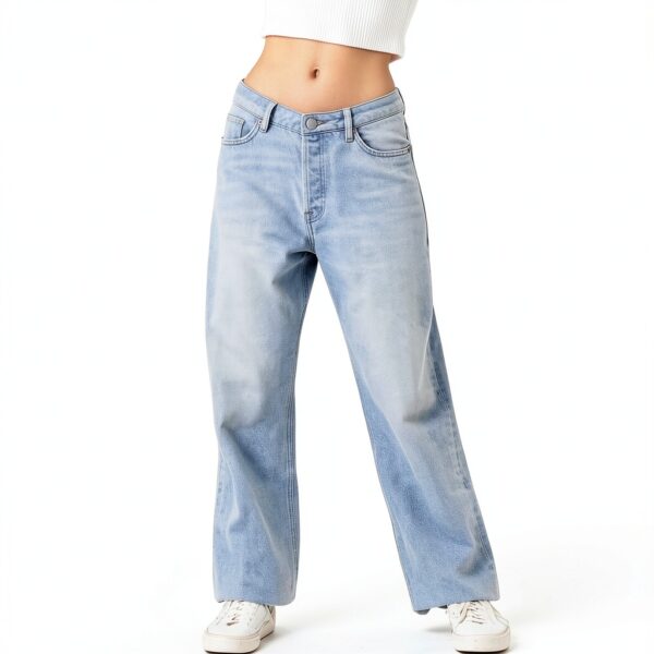 Jean Femme Slim Bleu Clair Élasticité Confort Taille M-4