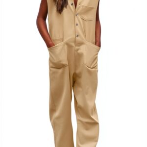 Salopette Jeans Femme Générique Beige Kaki Taille S à XXL-0