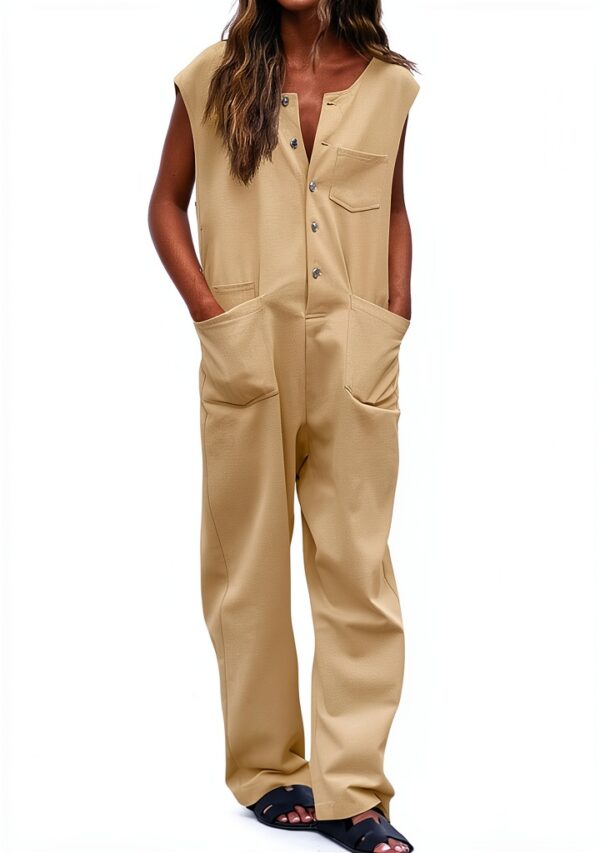 Salopette Jeans Femme Générique Beige Kaki Taille S à XXL-0