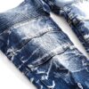 Jean Homme Slim Dénim Déchiré Bleu Noir Taille Moyenne-4