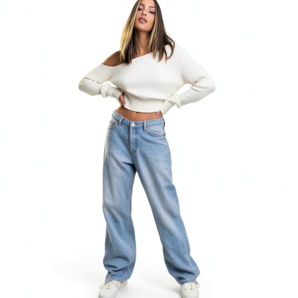Jean Femme Slim Bleu Clair Élasticité Confort Taille M-1