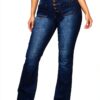 Pantalon femme simili cuir confortable grande taille bleu-0