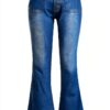 Jean Femme Pantalon Moulant Taille Élastique Bleu Noir Blanc-6