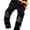 Jean Homme Slim Noir Dénim Coton Confortable Taille-2