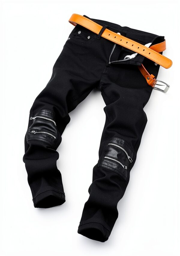 Jean Homme Slim Noir Dénim Coton Confortable Taille-2
