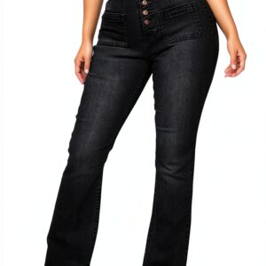 Jean femme confortable élastique noir bleu blanc grande-0