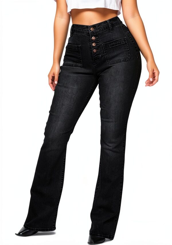 Jean femme confortable élastique noir bleu blanc grande-0