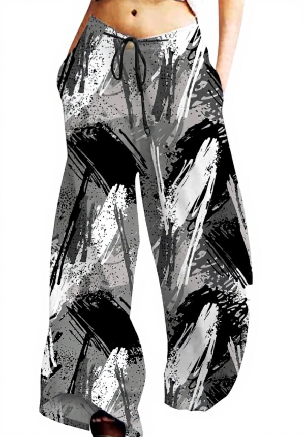 Pantacourt Femme Fluide Taille Élastique Cordon Noir Bleu