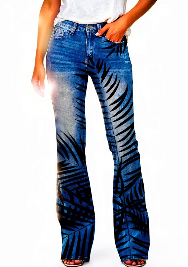 Pantalon Court Femme Generic Jeans Ourlet évasé Imprimé Été