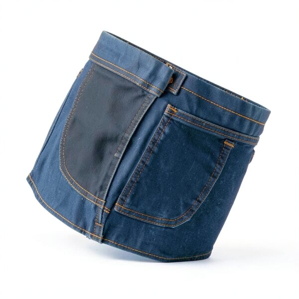 Pantalon femme simili cuir confortable grande taille bleu-4
