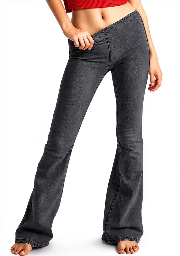 Jean femme denim confortable coupe droite taille haute-0
