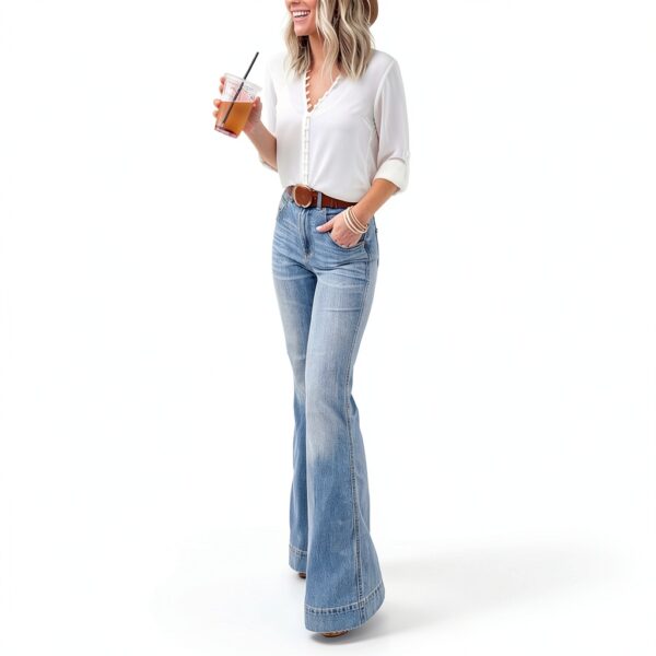 Jean Femme Taille Élastique Confortable Pantalon Femme Noir-2