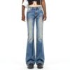 Jean Femme Bleu Taille Haute Confortable Pantalon-2