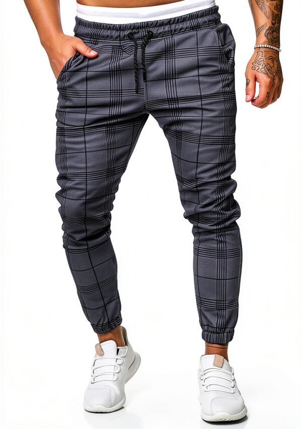Pantalon Homme Gris Foncé Cintre Droit Taille S M L-2