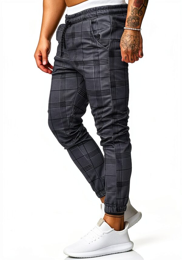 Pantalon Homme Gris Foncé Cintre Droit Taille S M L-4