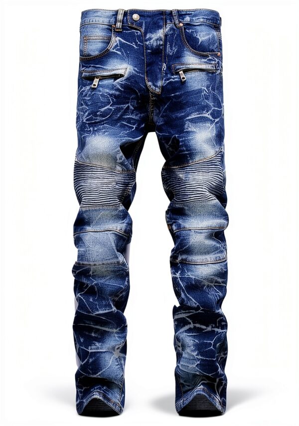 Jean Homme Slim Dénim Déchiré Bleu Noir Taille Moyenne-0