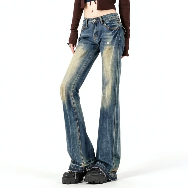 Jean Femme Bleu Taille Haute Confortable Pantalon-5
