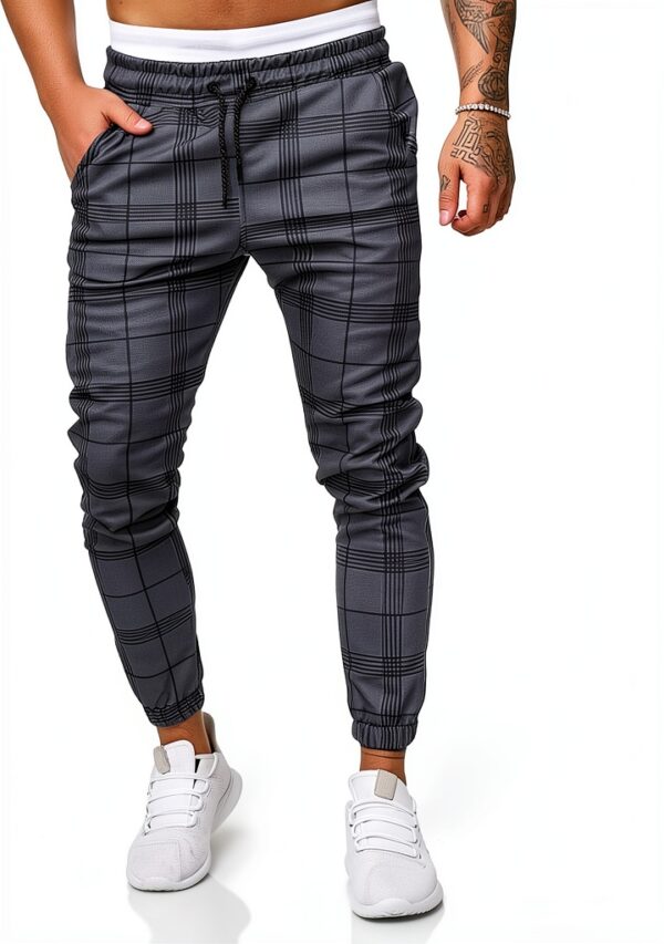 Pantalon Homme Gris Foncé Cintre Droit Taille S M L-1