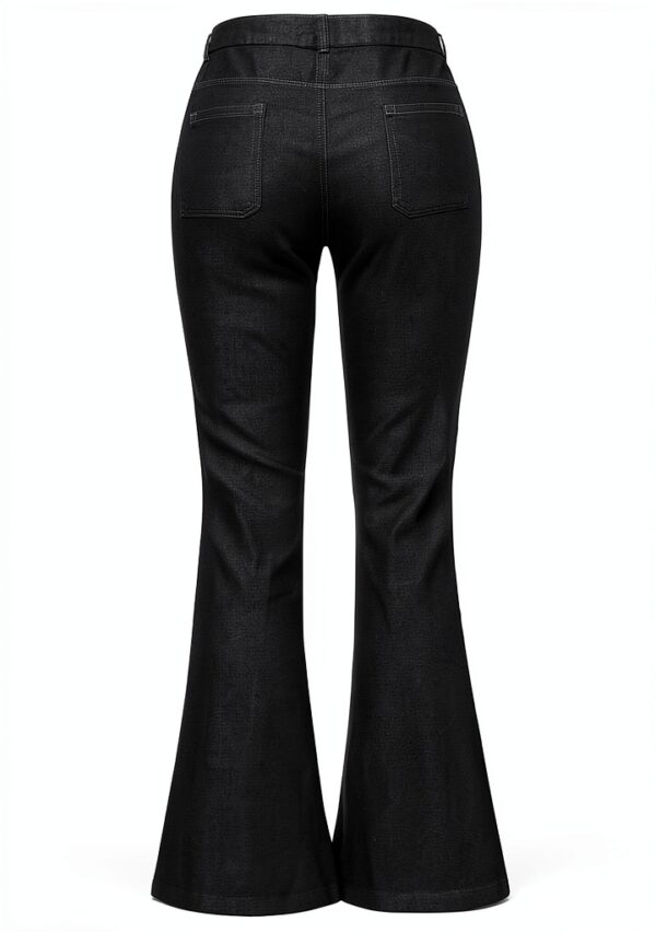 Jean femme noir confortable pantalon denim coupe ajustée-2