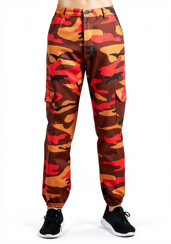 Pantalon Cargo Femme Grande Taille Camouflage Élastique