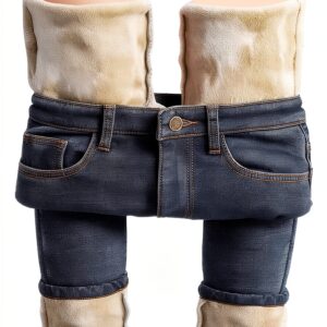 Pantalon Jogger Femme WWricotta Bleu Taille Haute Polaire-0