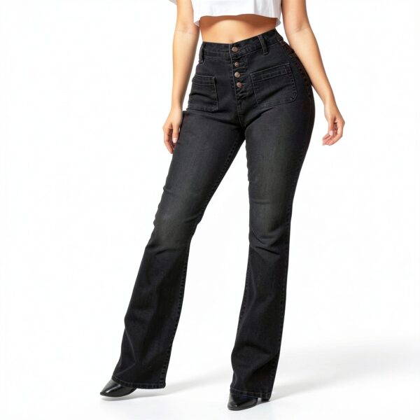 Jean femme confortable élastique noir bleu blanc grande-1