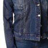 Denim Femme Fermeture Bouton Col Point Manche Longue-2