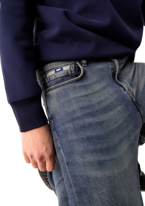 Skinny Jeans Bleu Coton Homme Pantalon Décontracté Moderne-2