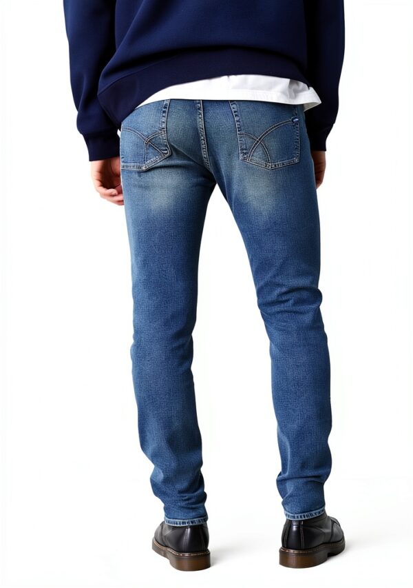 Skinny Jeans Bleu Coton Homme Pantalon Décontracté Moderne-1