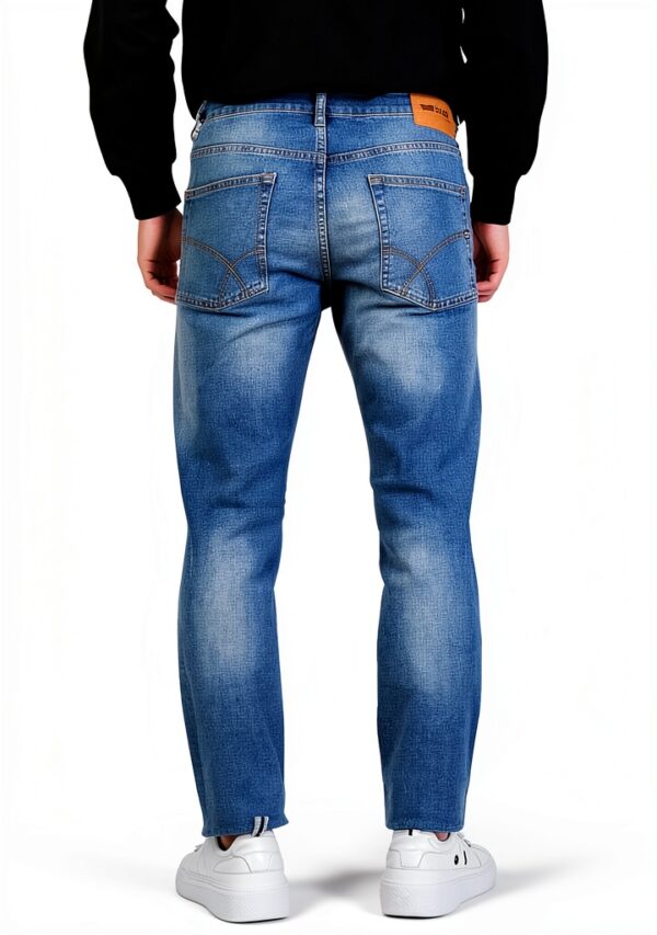 Jean denim slim GAS homme manches courtes bleu-1