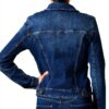 Denim Femme Fermeture Bouton Col Point Manche Longue-3