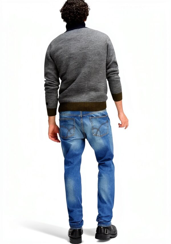 Veste Denim Slim Manches Courtes Fermeture Éclair Homme-3