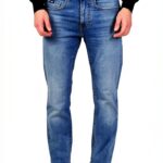 Jean denim slim GAS homme manches courtes bleu-0
