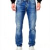 Jean denim slim GAS homme manches courtes bleu-4