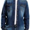 Pavo Homme 09md Denim Chemise Droite Longue-0