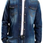 Pavo Homme 09md Denim Chemise Droite Longue-0