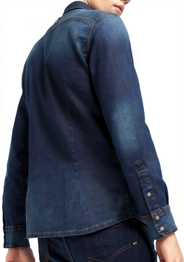 Pavo Homme 09md Denim Chemise Droite Longue-1