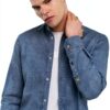 T-Shirt Bleu Coton Élasthanne Homme Manche Longue-2