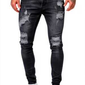 Jeans Slim Homme Stretch Noir XL - Confort et Style-0