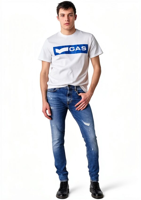 Gas Jeans Homme 5 Poches Sax Zip Rev 351418 031070 Bleu WV98 Taille 42-4