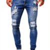 Jeans Slim Homme Stretch Noir XL 4 poches Confort Premium Tissu-0