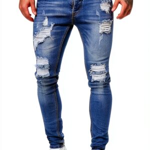 Jeans Slim Homme Stretch Noir XL 4 poches Confort Premium Tissu-0