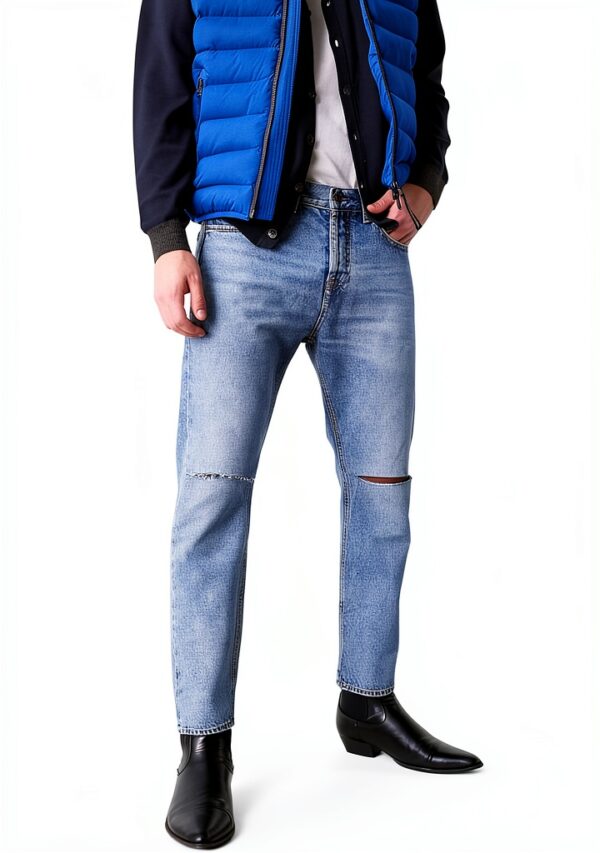 Jean TEO Simple Fit Tapered Homme 5 poches 116/104 65 cm 100% Coton-0