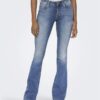 Jean Flared ONLBLUSH Taille Moyenne Flared Fit Bleu M Style Bootcut-3